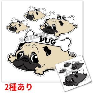 ステッカー （ 「カラー」 くたいぬ ） パグ シール 犬 小型犬 犬屋 いぬや