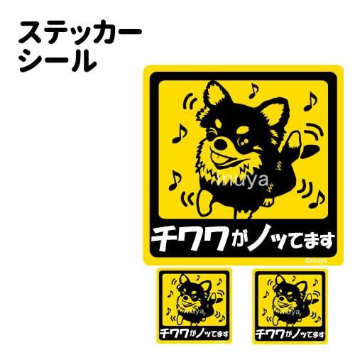 ステッカー （ ノッてます 正方形 セット 大1枚小2枚 ） チワワ 超小型犬 車 犬屋 いぬや