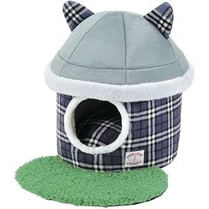 【アウトレット！】ボンビアルコン お庭つき ねこハウス　チェックブルー