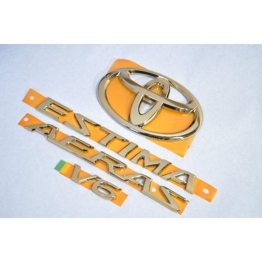 カラー　エンブレム　送料無料　ＧＳＲ５０系　エスティマ　ゴールド　４点　カーパーツ　純正　メッキ