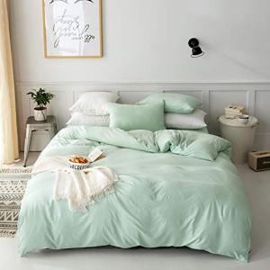 三幸 掛け布団カバー 水洗い加工 シングル グリーン パステルカラー 洗える シワになりにくい 429531-0014