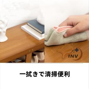玄関ベンチ シューズラック 木製 竹製 スリム...の詳細画像2