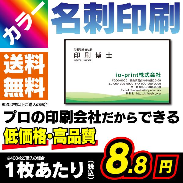 名刺 名刺作成 格安 100枚 カラー印刷 片面 無料作成 データ入稿印刷も可能 200枚注文で送料...