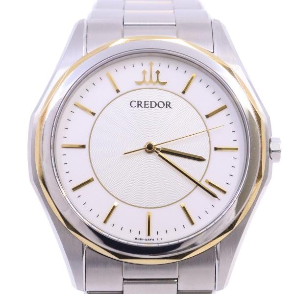 SEIKO セイコー クレドール シグノ クォーツ メンズ 腕時計 18Kコンビ 白文字盤 GCAR...