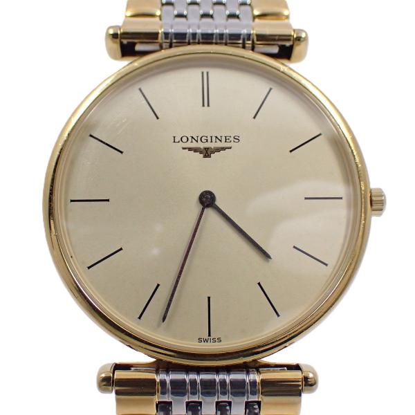 ロンジン グランドクラシック クォーツ メンズ 腕時計 コンビ ゴールド文字盤 純正SSベルト L4...