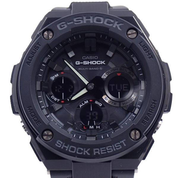 カシオ G-SHOCK Gスチール ソーラー電波 アナデジ メンズ 腕時計 ブラック 純正樹脂バンド...