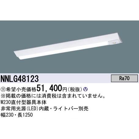 【台数限定！】NNLG48123 パナソニック 非常灯 非常用照明器具 W230 電源別置形 予備電...