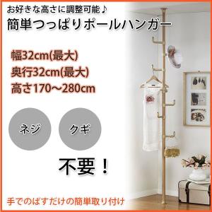 簡単つっぱりポールハンガー 高さ170〜280cm