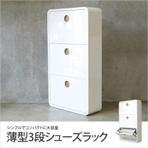 シューズボックス シューズラック 3段 ホワイト 奥行23.8cm 薄型 幅65.6cm 高さ120.9cm 中板3段階調節 フラップ扉 シューズラック 玄関収納 下駄箱 靴箱 靴入れ