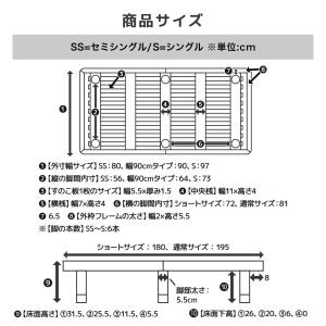 すのこベッド ショートセミシングル 長さ180...の詳細画像3
