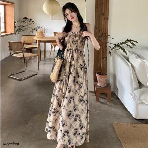 夏ワンピース フレアワンピース キャミソールワンピース リゾートワンピース aラインワンピース 花柄ワンピース 可愛いエレガント 海 ビーチ 通学通勤 おしゃれ
