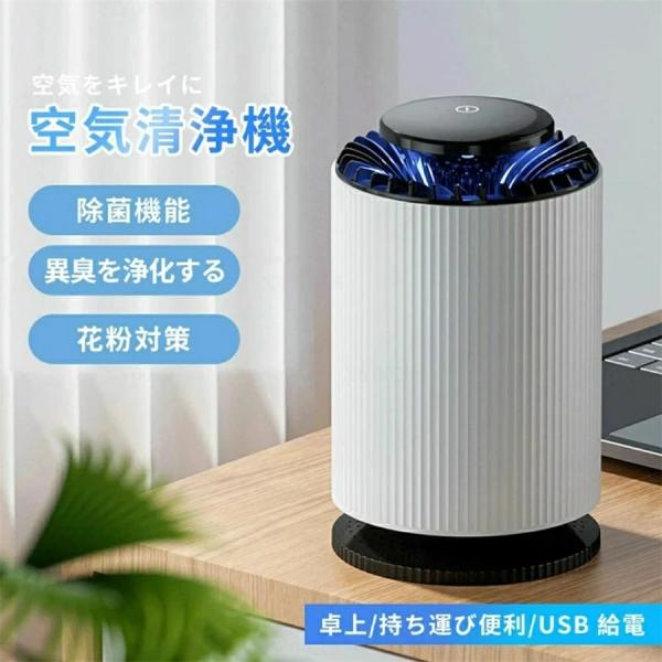 空気清浄機 花粉対策 小型 コンパクト 卓上 空気清浄器 USB式 ウイルス対策 静音 高性能 pm...