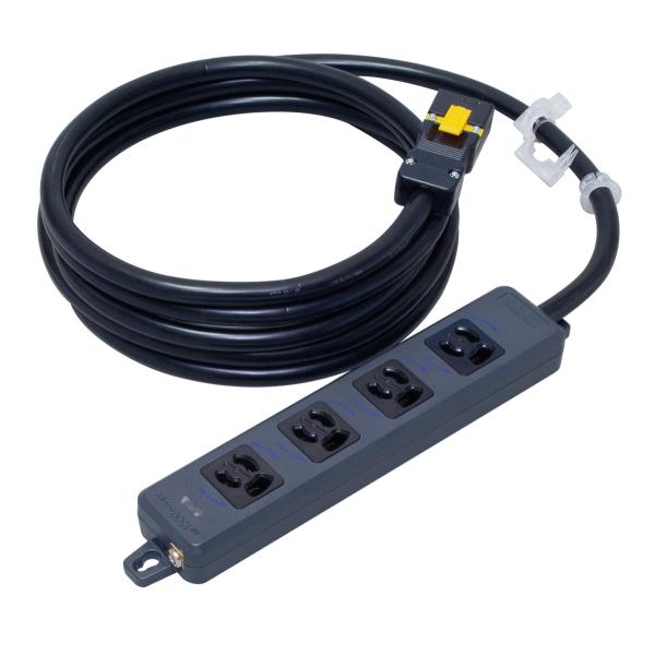 明工社 MR7904NT5BBB 横形OA抜け止め接地タップ 4コ口 コード5m ハーネスプラグ付 ...