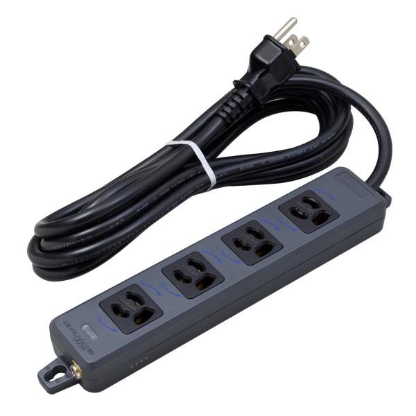 【受注品】明工社 MR7904TJ5BB 横形OA抜け止め接地タップ 4コ口 コード5m 耐トラッキ...