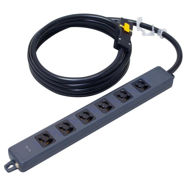 明工社 MR7906NT5BBB 横形OA抜け止め接地タップ 6コ口 コード5m ハーネスプラグ付 ...