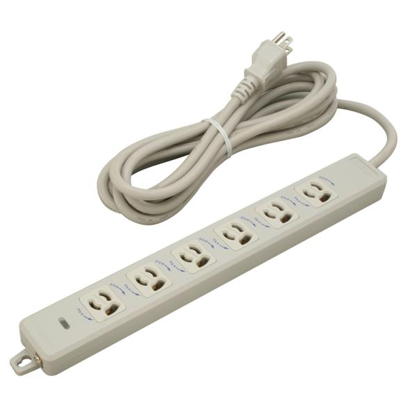 明工社 MR7906TJ1 横形OA用抜け止め接地タップ 6コ口 コード1m 耐トラッキング接地プラ...