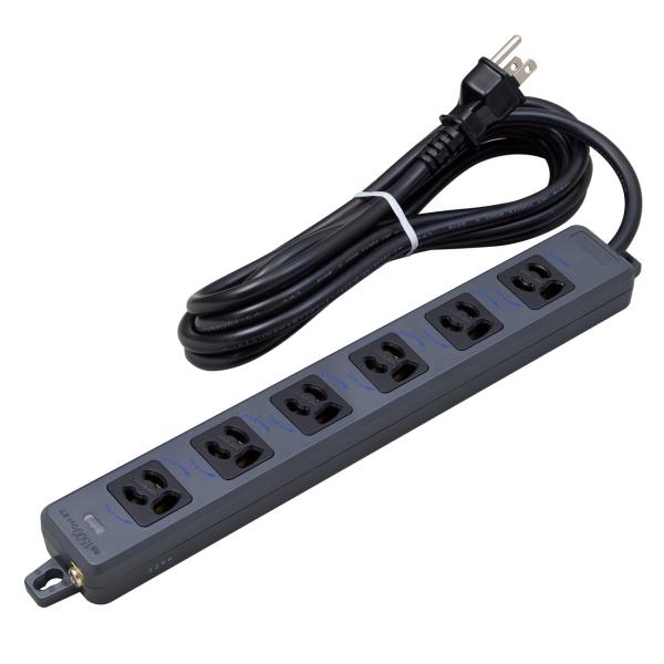 【受注品】明工社 MR7906TJ3BB 横形OA抜け止め接地タップ 6コ口 コード3m 耐トラッキ...