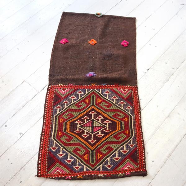 オールドキリム サドルバッグを開いたカットピース 100x45cm ジジム＆ジリ