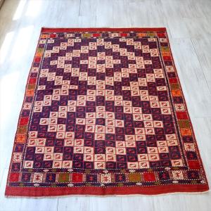 パッチワークラグ トルコ手織り絨毯 216x120cm アナトリアの