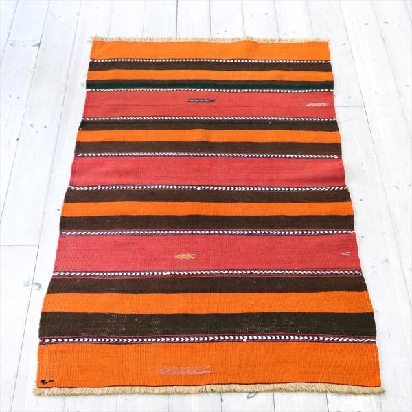 オールドキリム アダナ 123x75cm 暖色系のボーダーデザイン