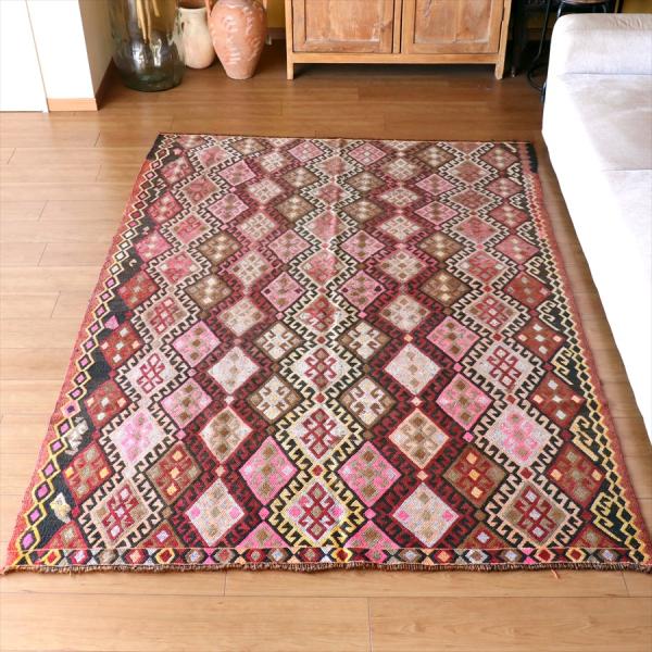 オールドキリム アルメニア  213x153cm スマック織り 連なるエリベリンデ