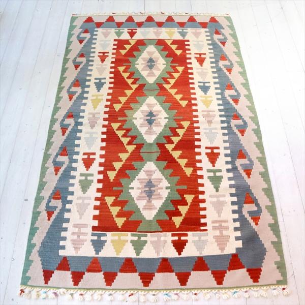 トルコの手織りキリム　セッヂャーデ 201x116cm イーブルアイのモチーフ