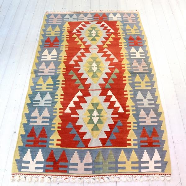 トルコの手織りキリム　セッヂャーデ 201x117cm ３つのイーブルアイ