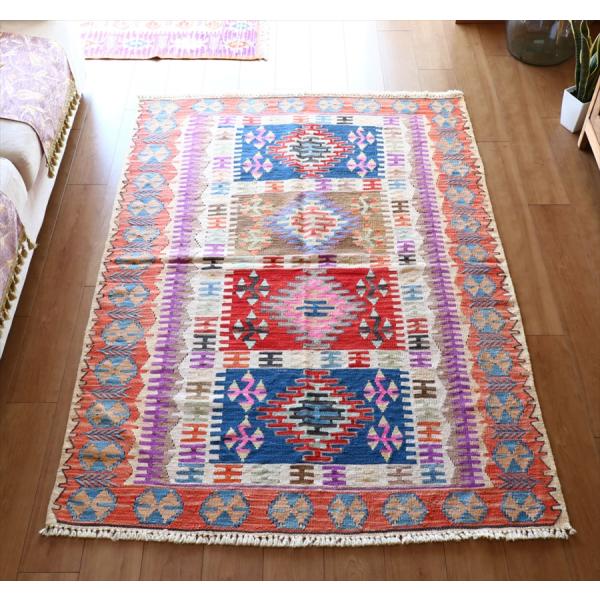 手織りキリム トルコ　カイセリ産 182x129cm 明るいパステルカラー　セッヂャーデ