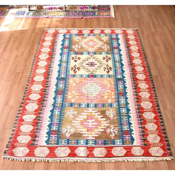 色にこだわるワンランク上のカイセリキリム 182x124cm イーブルアイと狼の足跡