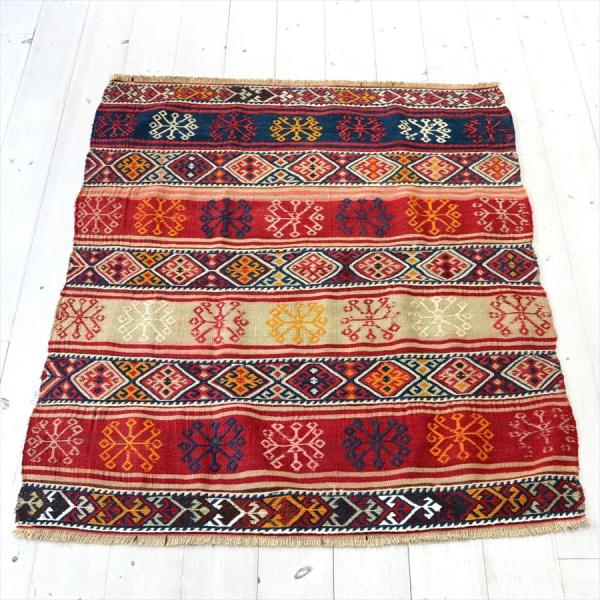 オールドキリム マラテヤ/収納袋チュアル 102x88cm ジジムモチーフのボーダーデザイン