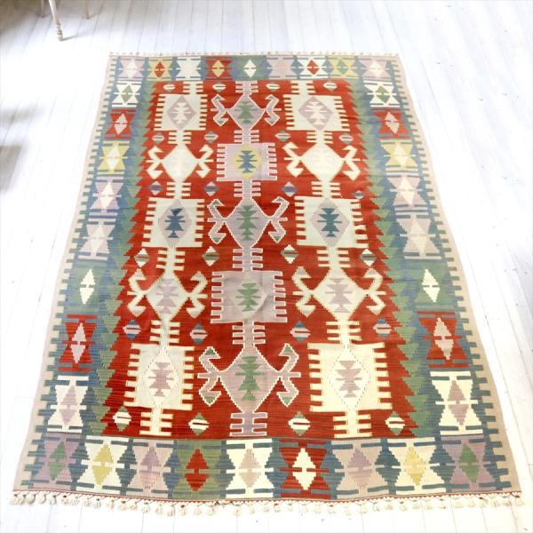 やわらかな織りのカイセリ産キリム　ケッレ 310x191cm ベレケットと雄羊の角