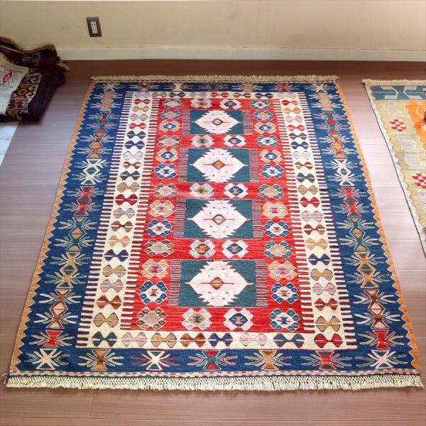 細かな織りの手織りキリム コンヤ 177x139cm エリベリンデと狼の足跡