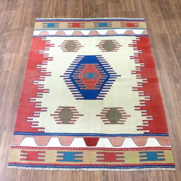 トルコ手織りキリム ウシャク 166x122cm パルマクルのモチーフ