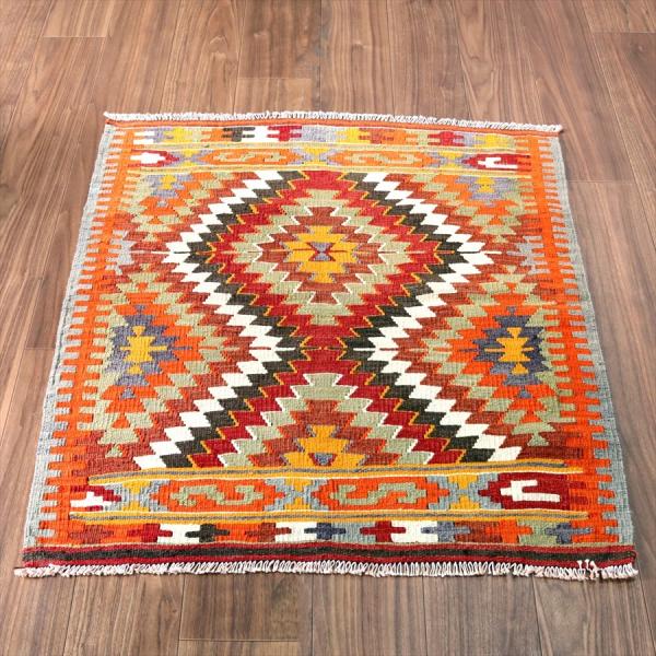 オールドキリム アンタルヤ 98x87cm ジグザグのダイヤ イーブルアイ