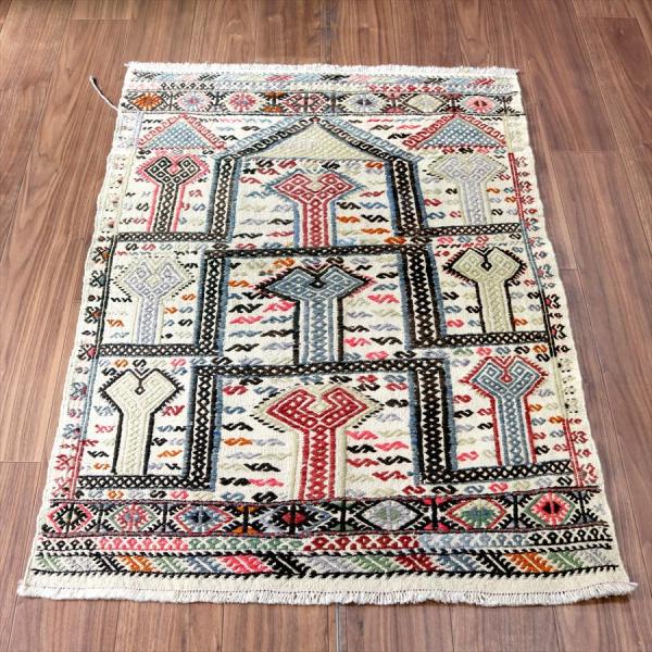 オールドキリム コンヤ 125x87cm 階段状のミフラープ 鉤のジジム