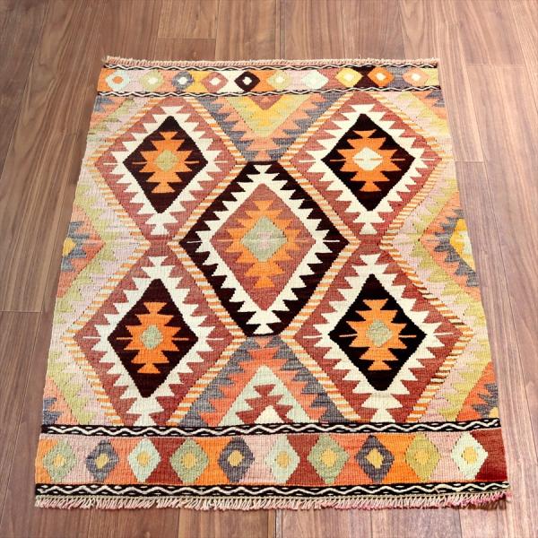オールドキリム アンタルヤ 113x83cm ジグザグしたひし形 5つのイーブルアイ