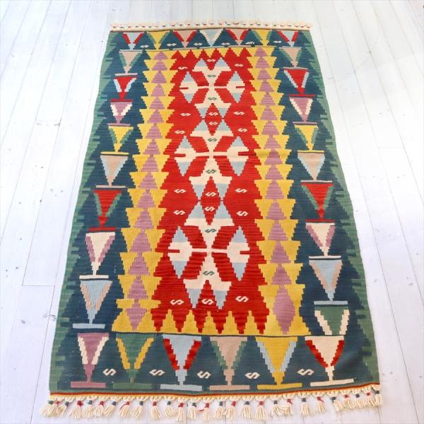 トルコの手織りキリム　セッヂャーデ 200x104cm 狼の口のモチーフ