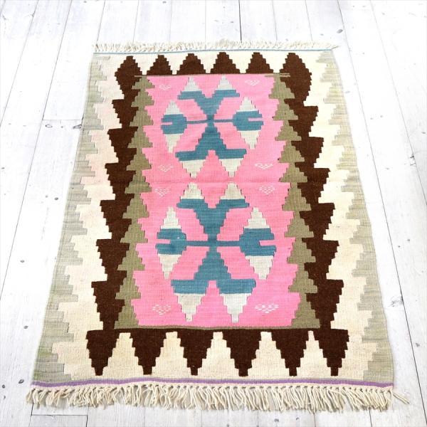 やわらかな織りのカイセリ産キリム　チェイレキ 114x74cm 狼の足跡のモチーフ