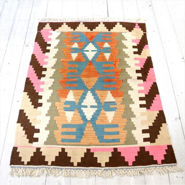 やわらかな織りのカイセリ産キリム　チェイレキ 113x75cm 翼を広げた鳥のモチーフ