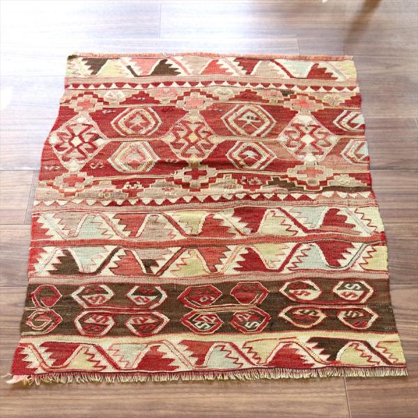 オールドキリム トルコ シワス地方 86x68cm パターンの違う幾何学モチーフ