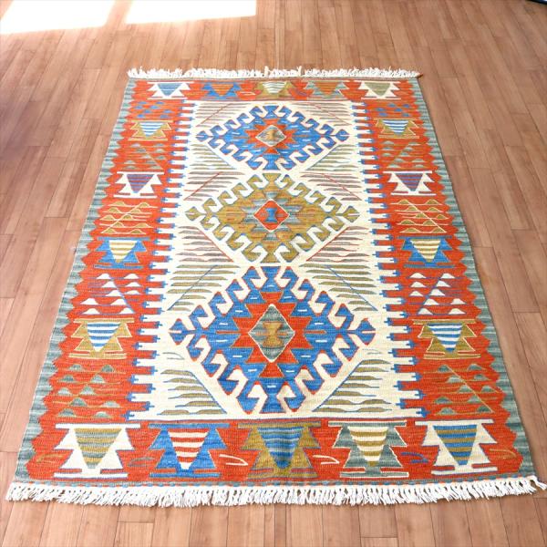 トルコの手織りキリム ウシャク 172x113cm ドラゴンのモチーフ