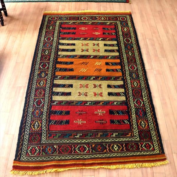 グチャン イランの手織りキリム 183x101cm ジジムの幾何学モチーフ