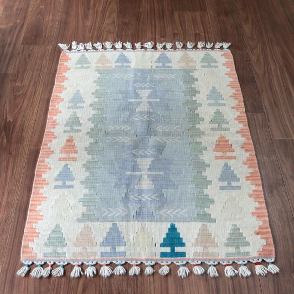 カイセリ産手織りキリム 119x79cm パステルカラー トルコの手織りラグ