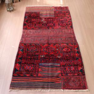 バクティアリ族のキャメルバッグ 225x109cm 赤と紺 オールドキリム　コレクションピース