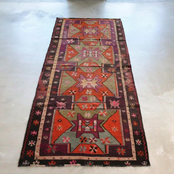 オールドキリム カルス 311x125cm 星形のメダリオンと幾何学模様