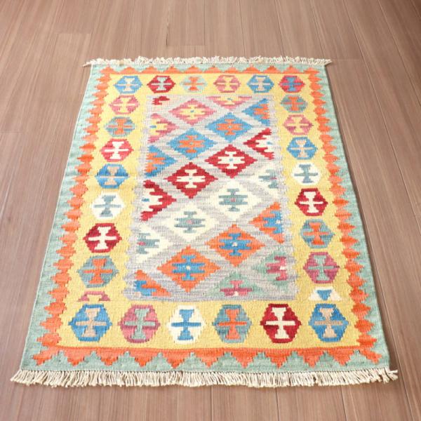 カシュカイキリム イラン 手織り 125x89cm 幾何学モチーフ　玄関マット