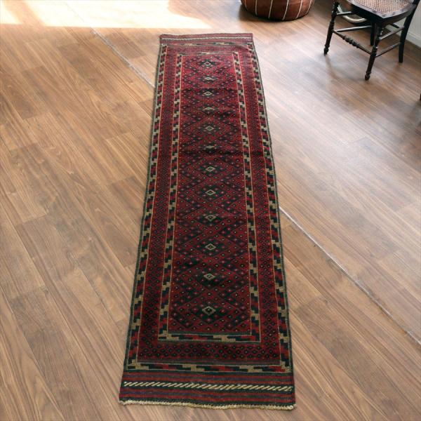 オールドキリム アフガニスタン ミシュワニ 275x64cm 幾何学模様 細長サイズ