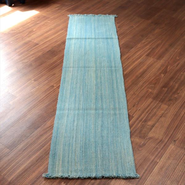 トルコの手織りキリム カルス 207x49cm ブルーグラデーション