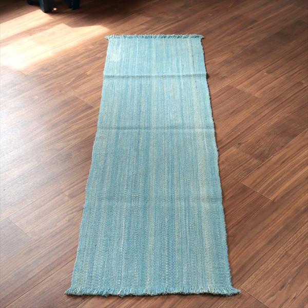 トルコの手織りキリム カルス 167x49cm ブルーグラデーション