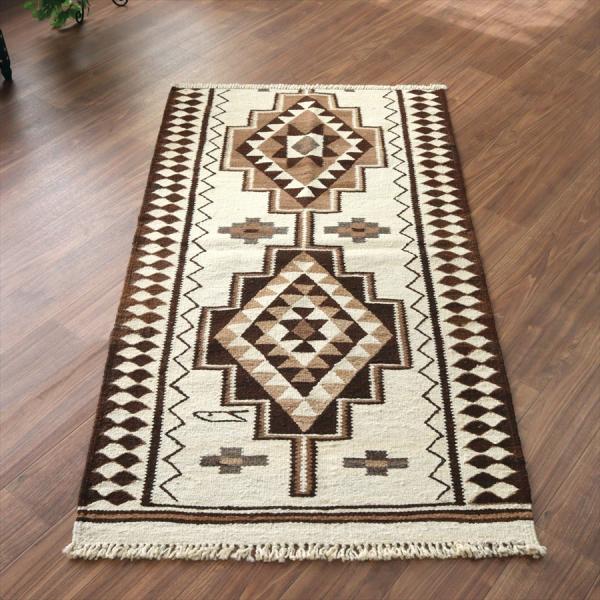 トルコの手織りキリム カルス 169x94cm メダリオンと幾何学モチーフ